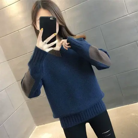 毛衣2023年新款女v领毛衣女宽松外穿针织衫打底毛衣女内搭套头厚商品大图