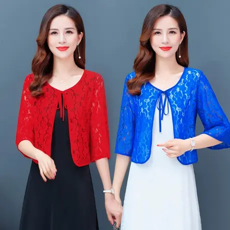 蕾丝镂空小披肩女夏季短款配裙子的百搭薄款防晒开衫洋气上衣外套图片