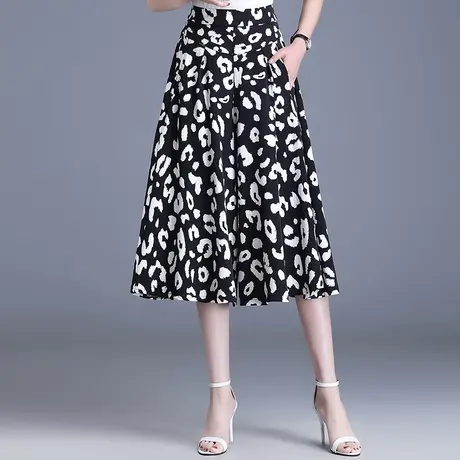 印花裙裤子女夏季2023新款宽松大码a字阔腿裤高腰时尚休闲七分裤图片