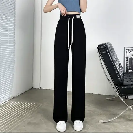 窄版阔腿裤女2023年夏季薄款小个子直筒裤宽松显瘦百搭冰丝休闲裤图片