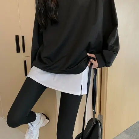 鲨鱼裤遮屁帘女秋冬季卫衣打底神器下摆叠穿内搭白边孕妇屁联白色图片