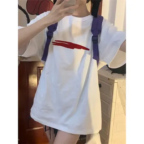 纯棉重磅oversize短袖t恤女夏季设计感小众宽松韩版学生半袖上衣商品大图