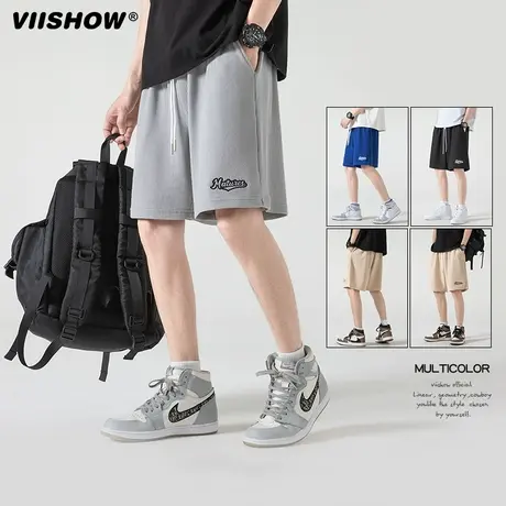 VIISHOW华夫格短裤男夏季冰丝薄款休闲运动中裤潮流宽松五分裤商品大图