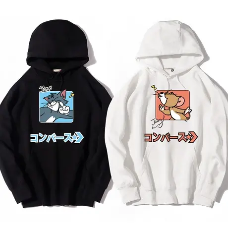 秀洛猫和老鼠联名卫衣男秋冬季连帽加绒衣服潮牌卡通情侣装秋装商品大图