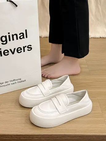 春季护士鞋女软底不累脚防滑透气2023新款平底一脚蹬小白色单鞋女商品大图