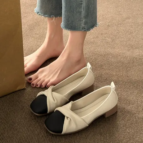 单鞋女瓢鞋温柔晚晚鞋平底玛丽珍女鞋子2023年新款春秋浅口奶奶鞋商品大图