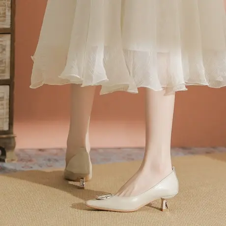 法式尖头工作鞋2023年春季新款性感不累脚仙女风细跟职业礼仪单鞋商品大图