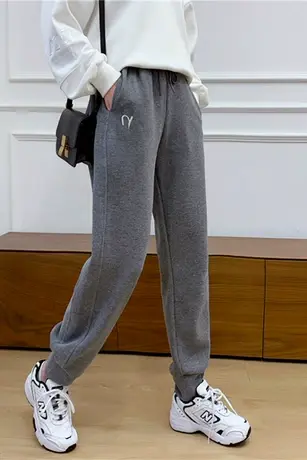 加绒加厚运动裤女秋冬宽松束脚休闲棉卫裤2023冬季休闲裤外穿裤子图片