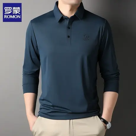 罗蒙无痕长袖polo衫男士春季商务休闲柔顺抗皱免烫翻领打底衫上衣图片
