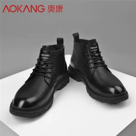 奥康马丁靴男头层牛皮正品靴子2024春季新款潮男英伦风休闲皮鞋男商品大图