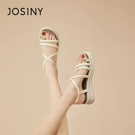 Josiny/卓诗尼平底凉鞋女款2024今年新款春季外穿软底厚底鞋子女商品大图