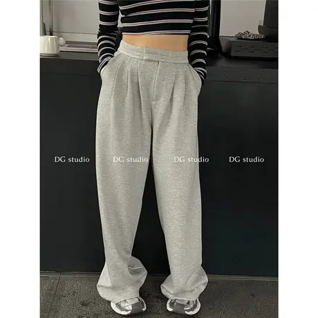 韩国东大门2023春季新款垂感直筒裤女宽松显瘦高腰休闲裤长裤女商品大图