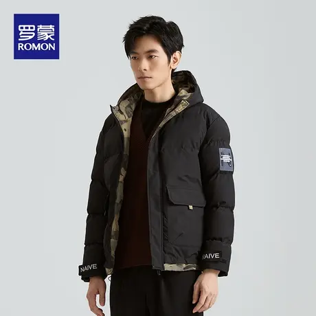 罗蒙男士连帽棉服厚款2023冬季短款时尚潮流保暖棉衣男工装外套男图片