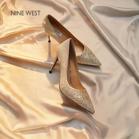 【商场同款】Nine West/玖熙尖头高跟鞋女宴会婚鞋水钻气质单鞋图片