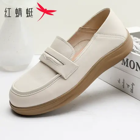 红蜻蜓女鞋2025年夏季新款乐福鞋女圆头套脚单鞋舒适软底通勤女鞋商品大图