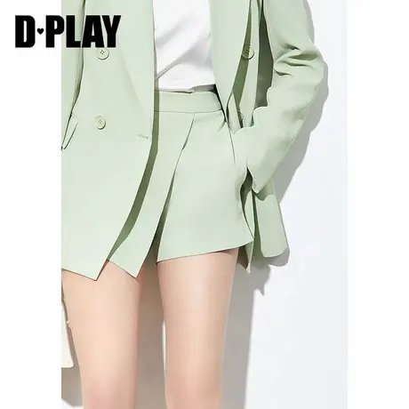 DPLAY德帕拉春季新款浅草绿高腰宽松搭片西装短裤出勤OL风裤图片