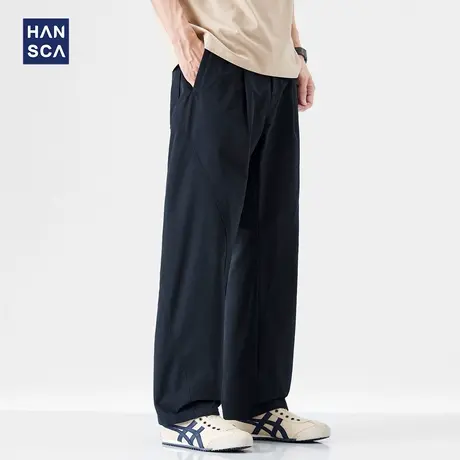 hansca轻户外三防耐磨直筒休闲裤男2025新款夏季薄款宽松拼接长裤商品大图
