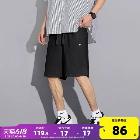 唐狮2025夏季新款休闲短裤男百搭工装裤宽松显瘦抽绳松紧腰裤子男商品大图