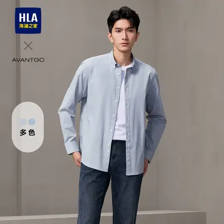 HLA/海澜之家轻商务经典长袖时尚衬衫春秋新字母印花休闲衬衣男装商品大图