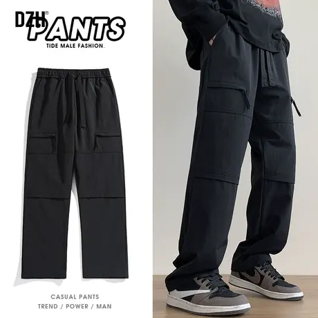 男士美式机能工装裤男秋季裤子男款冲锋裤2023新款直筒裤登山长裤商品大图