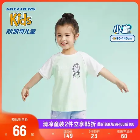 斯凯奇商场同款女童短袖T恤纯棉夏季新款小童卡通休闲圆领上衣商品大图
