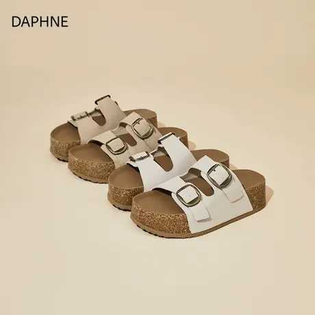 Daphne/达芙妮2025新款时尚厚底勃肯鞋女士外穿百搭休闲一字拖鞋图片