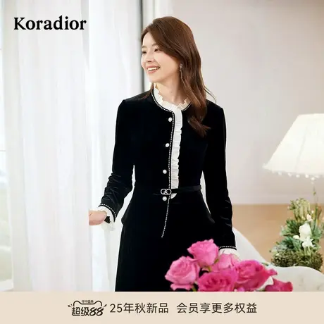 珂莱蒂尔商场同款秋季款法式浪漫优雅气质丝绒小衫女装上衣图片