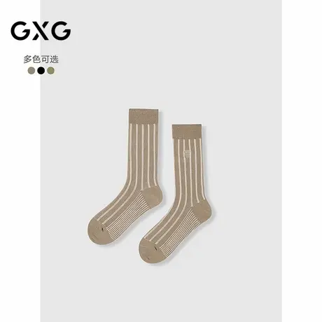 GXG男士袜子 棉质透气男袜时尚撞色条纹肌理感长筒袜运动袜商品大图