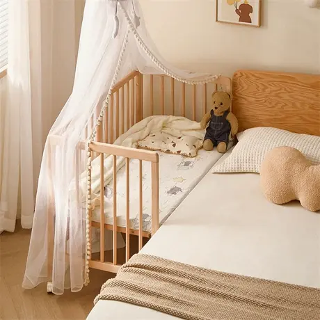 全友家居山毛榉实木儿童拼接床加床体侧边延宽小孩单人床商品大图