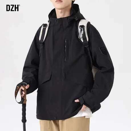 男士户外防风冲锋衣男款黑色工装夹克外套男秋季潮高级感2023新款商品大图