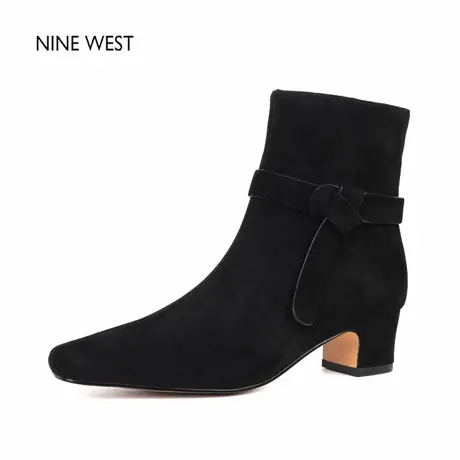 奥莱专供Nine West/玖熙法式复古粗跟弹力瘦瘦靴新款短靴女款靴子图片