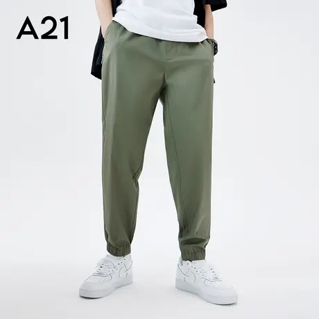 A21outlets男装束脚裤子黑色九分裤夏季款凉感男士休闲裤潮牌男裤图片