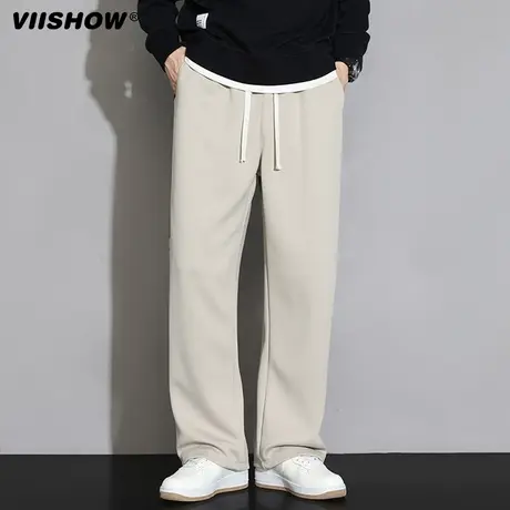VIISHOW条纹休闲裤男士学生春秋季百搭阔腿宽松运动裤潮流长裤子商品大图
