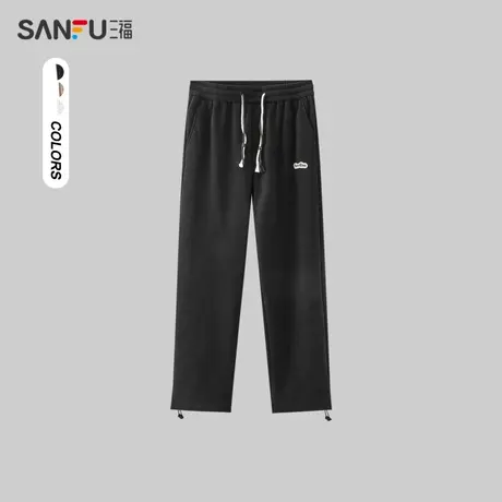 三福2023冬男士抽绳运动风休闲裤 博奥绒宽松直筒长裤男479221商品大图