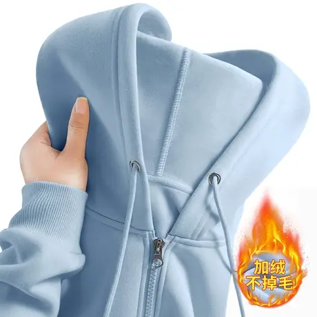 外套女秋冬款2023年新款爆款冬季加绒加厚小个子学生连帽卫衣保暖图片