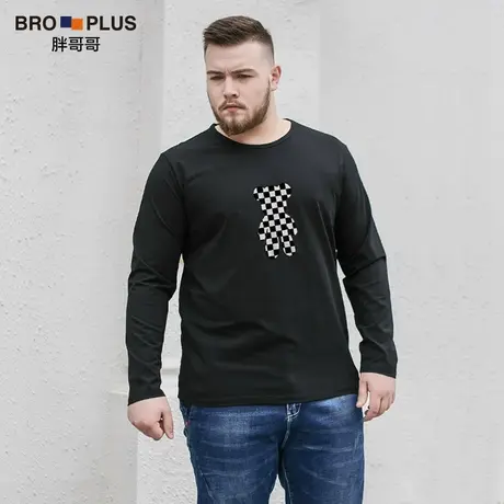 春秋款圆领大码长袖T恤男潮宽松休闲肥佬卫衣男士百搭打底套头衫图片