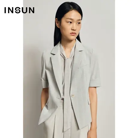INSUN恩裳夏季条纹短袖薄款西装外套图片