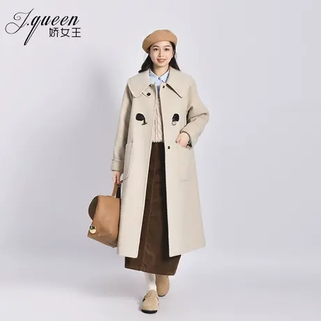 毛呢大衣女秋冬季新款百搭学院风减龄娃娃领宽松中长款呢子外套商品大图