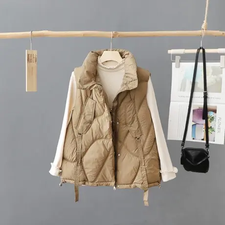 小众洋气立领羽绒棉加厚棉马甲女2024秋冬新款宽松马夹棉坎肩外套图片