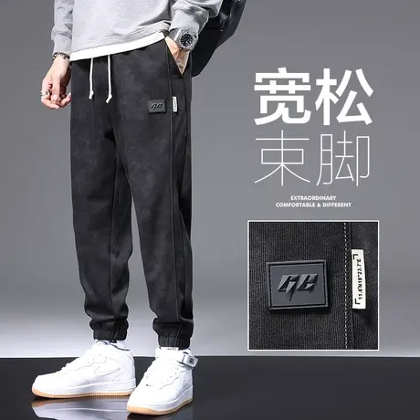 冬季加厚防风工装休闲长裤男士束脚宽松2024新款冬天男裤子秋冬款商品大图