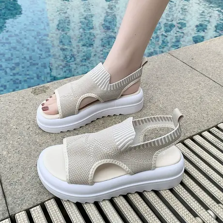 运动凉鞋女夏平底2023年新款软底外穿百搭时装休闲罗马仙女风厚底图片