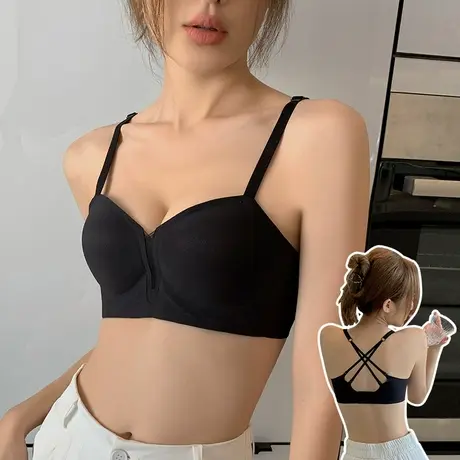 薄款内衣女士小胸聚拢无痕胸罩性感美背无钢圈收副乳文胸套装春夏商品大图