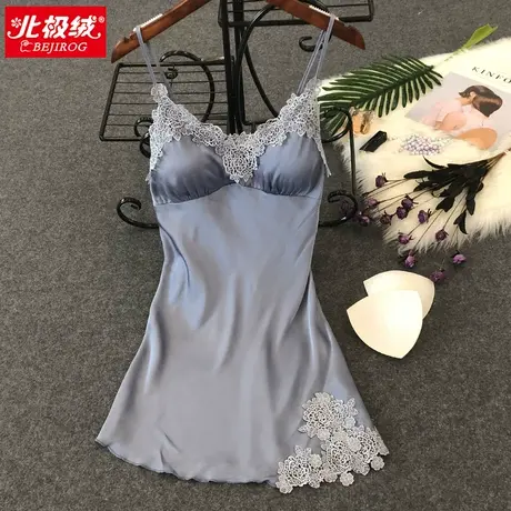 夏季冰丝睡衣女士夏天睡裙吊带大码睡裙韩版可爱性感薄款家居服商品大图