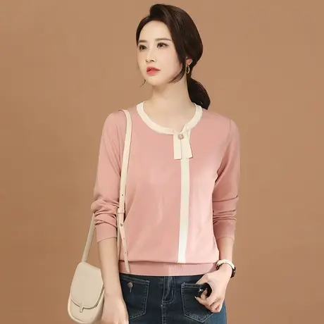 韩潮袭人气质圆领套头针织衫女2024百搭时尚毛衣上衣小众设计感商品大图