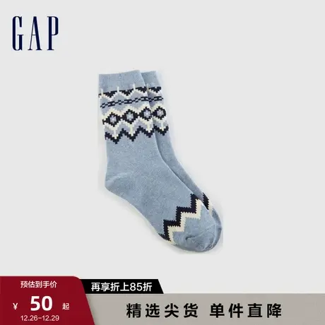 【断码优惠】Gap男装冬季新款提花图案针织中筒袜弹力袜840873商品大图
