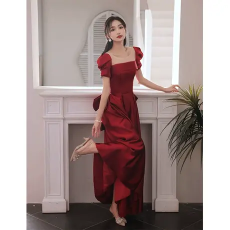 敬酒服新娘高级感赫本风冬季2023新款冬季订婚礼服在逃公主小个子图片