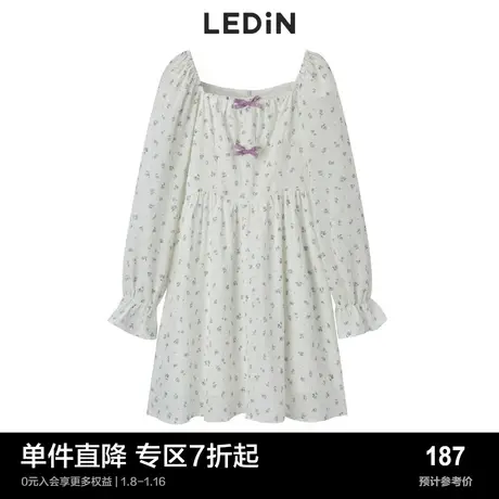 乐町纯欲浪漫碎花连衣裙早秋女收腰初恋裙C5FAC3C04图片