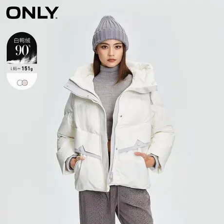【甄选专享】【上新】ONLY奥莱2023冬季新款90白鸭绒连帽拼色宽松图片