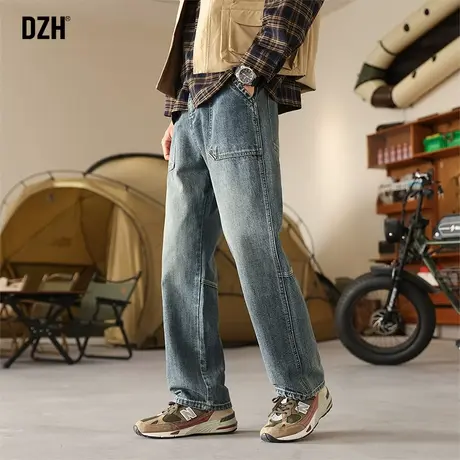 男士复古直筒牛仔裤男春季2024新款裤子美式高街老爹裤阔腿裤长裤商品大图