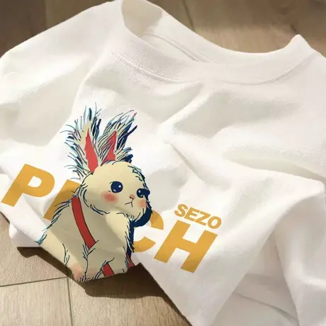 重磅纯棉短袖正肩t恤潮牌半袖女夏季2024新款宽松大版上衣情侣装商品大图